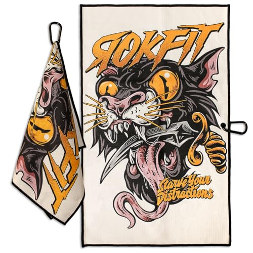 RokFit Gym & Golf Towel – Multi-Use, Quick-Dry, Durable Utility Towel with Bold Graphic and Carabiner Clip (Starve Your Distractions) - color: Starve Your Distractions
