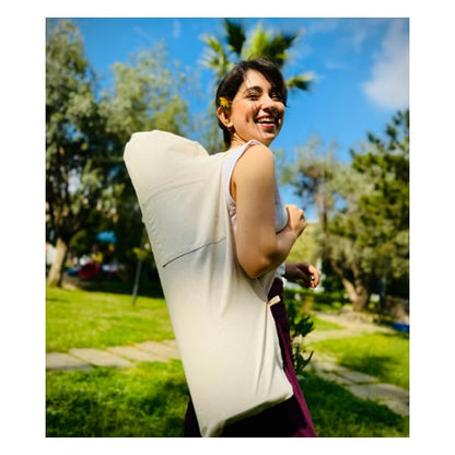 Yoga Mat Bag with min pocket for 8mm Thick Mats (Up to 0.3'') – 100% Raw Cotton Yoga Mat Bags Carrier, Fits Most Yoga & Pilates Mats, Minimalist Design