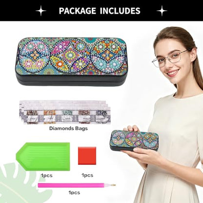 FlyingMage 5D Diamond Art Painting Kit for Adults Beginner, Small DIY Diamond Dots Gem Art Painting Mosaic Kits, Cute Hard Shell Sunglasses Eyeglasses Glasses Case for Women Teen, Mandala Totem - color: Multicolor Totem