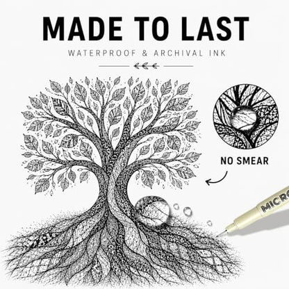 SAKEYR Fineliner Pens, 12 Size Micro Pen Set Black (0.2–3.0mm + Brush), Ultra Fine Point Art Drawing Pens, Waterproof & No Bleed Quick Dry Ink for Artists, Sketching, Manga, Illustration, Journaling