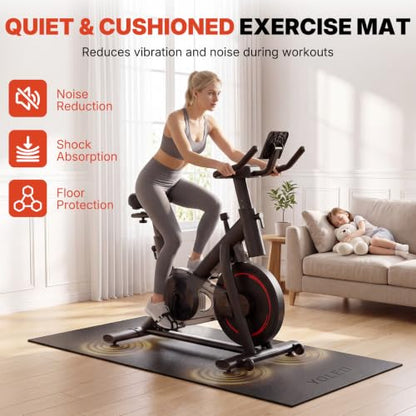 YOLEO Bike & Treadmill Mat, 78"x35" Non-Slip Exercise Bike Trainer Pad, Heavy Duty Floor & Carpet Protector Mat for Indoor Stationary Spin Bike, Rowing Machine, Elliptical & Gym Equipment - size: 78"L x 35"W x 0.3"Th