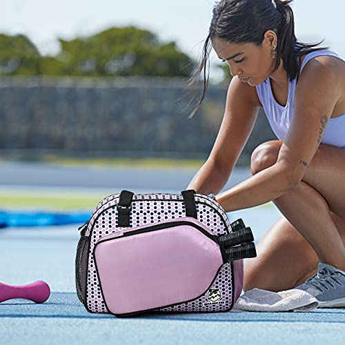 Boulder Bee Pickleball Tote Bag for Women with Paddle Holder | Fits 2 paddles. 2 side pockets for water bottle. Lightweight. Vintage floral patterns. Perfect gym & court bag. - color: Pink Done