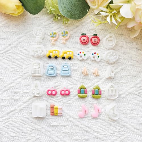 Daily Icon Polymer Clay Cutters Set – Molds, Clay Cutters for Polymer Clay, Clay Earring Tools - color: N color