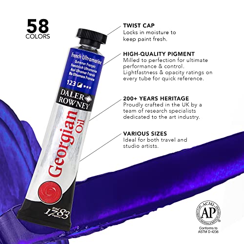 Daler Rowney Georgian 10-Tube Introductory Artist Oil Paint Set - Painting Set for Canvas Paper and More - Oil Painting Supplies for Artists and Students - Oil Paints for All Skill Sets - style: 10 Pack Intro