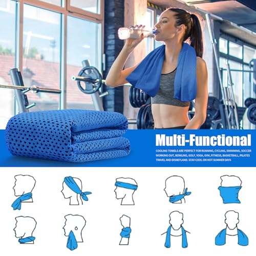 Leuceiy 4 Pack Cooling Towels (40"x12"), Cooling Towels for Neck and Face, Gym Towel for Working Out, Soft Breathable Microfiber Ice Towel for Yoga Sport Running Golf - color: Dark Blue/Green/Rose Red/Dark Grey