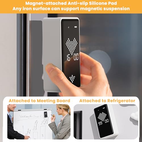 Digital Visual Timer, 0-99mins Sand Time with Gravity Sensor, Hourglass Animation, Type-C Rechargeable Magnetic Visual Timer for Classroom, Cooking, Fitness, Baking, ADHD(Black)