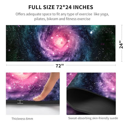 nuveti Yoga Mat Print Extra Thick TPE Non Slip Fitness Exercise Mat with Carrying Bag,72"x24" Extra Thick 6MM Exercise & Workout Mat for Yoga, Pilates Fitness and Floor Exercises - color: ChenXingLiaoLuo
