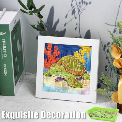 geesfayan Diamond Art Kits for Kids,6 Inch DIY Gem Art Painting with 7 Inch Frame, Complete Starter Kit for Beginners, Creative Arts & Crafts Gift for Girls & Boys (Sea Turtle) - color: Sea Turtle