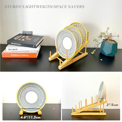5 Pack Plate Stands For Display, Wooden Multi Plate Holder Organizer | 5-Tier Craft Show Vendor Counter Display Rack for Tabletop Book, Art Prints, Platter and Cabinet Organization - size: L-5 Pack