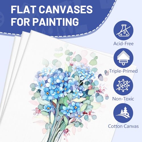 FUMILE 5x7 Canvas for Painting, 12 Pack Stretched Small Canvases for Painting-5/8 in Profile Primed White Blank Painting Canvas Value Pack for Oil & Acrylic Paint - size: 5x7 in