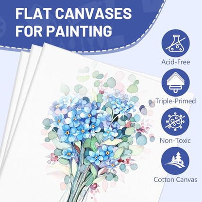 FUMILE 5x7 Canvas for Painting, 12 Pack Stretched Small Canvases for Painting-5/8 in Profile Primed White Blank Painting Canvas Value Pack for Oil & Acrylic Paint - size: 5x7 in
