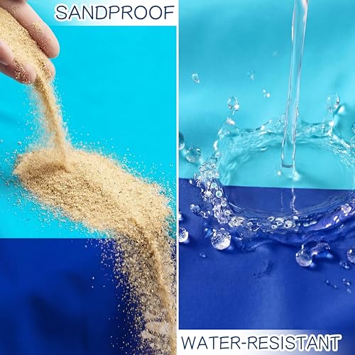 Aroveea Beach Blanket Waterproof Sandproof 78''X81''/10'X9' Oversized Mat - color: Blue, size: 78''x81''
