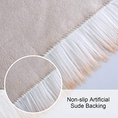 Softlife Square Faux Fur Sheepskin Chair Cover Seat Cushion Pad Super Soft Area Rugs for Living Bedroom Sofa (1.6ft x 1.6ft, White-Brown Tip) 1 pack - color: White-brown Tip