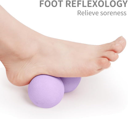 Double Lacrosse & Micro-Elastic Peanut Massage Ball - Myofascial Release Tool for Muscle, Back, Foot, and Physical Therapy, Mobility Roller for Acupressure and Relaxation (Purple) - color: Purple