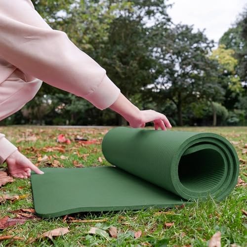 BalanceFrom 1-inch Thick 71x24 Inches Extra Thick Exercise Yoga Mat - color: Green Jasper