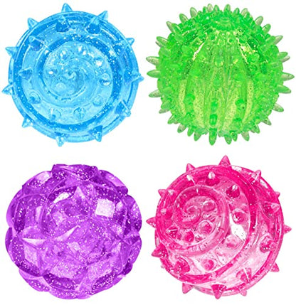 JA-RU Light Up Rubber Spike Balls Fidget Toy (4 Pk) 695-4p | Flashing Lights Bouncing Sensory Ball for Kids. Bulk Fidget Toy, Plus 1 Bouncy Ball. - size: 4 Pack