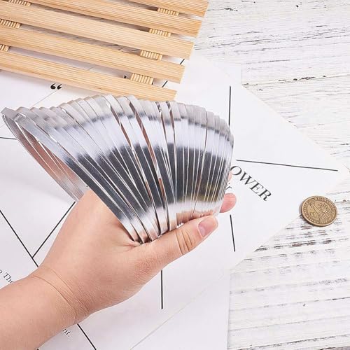 BENECREAT 65.6Feet Flat Jewelry Craft Wire, 18 Gauge Aluminum Wire for Bezel, Sculpting, Armature, Jewelry Making(Silver, 5mm Wide, 32.8Feet/Roll, 2 Rolls) - size: 5mm Wide