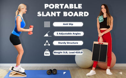 Slant Board for Calf Stretching, Adjustable Portable Wooden Calf Stretcher tilt Plate, Calf Spring Wedge Suitable for Legs, Knees, Heels, Ankles and Stretching.Ankle Stretch Board、Balance Board.