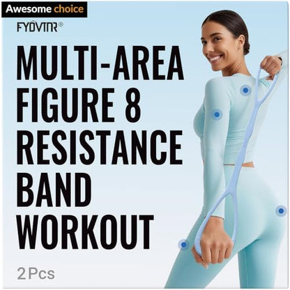 Upgraded Figure 8 Resistance Bands, Resistance Bands for Arms & Full Body Workout, Stretch Resistance Band with Handles for Yoga, Pilates, Toning, Home Fitness & Physical Therapy - color: 15LB Purple+25LB Blue