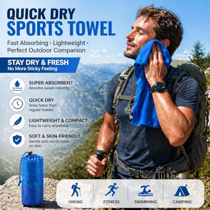 Beda Home Microfiber Travel Towel - Ultra Soft Fast Drying Gym Towel, Super Absorbent & Compact Sports Towel for Camping, Hiking, Swimming, Yoga - Includes Breathable Mesh Carrying Bag (Set of 1,Lime) - color: Lime