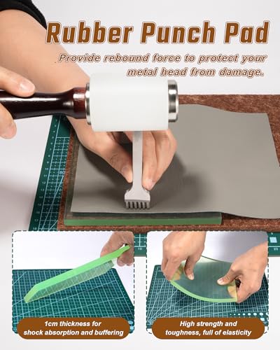 5 Pcs Leather Punch Pads Set， A4+A5 Self Healing Cutting Mats, 15x15cm Rubber And PP Punching Pads, Brown Sound Absorbing Pad, DIY Craft Tools for Leatherworking, Sewing, Quilting