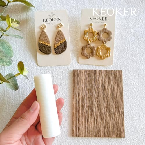 KEOKER Polymer Clay Texture Roller, Polymer Clay Roller for Making Earrings, Like Polymer Clay Texture Sheets, Great Work with Polymer Clay Cutters (Stripe) - color: Stripe