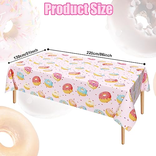 3 Pcs Donut Plastic Tablecloth, 51 x 86 Inch Donut Party Table Cover, Donut Party Decorations, Suitable for Donut Theme Birthday Party Supplies - color: Donut