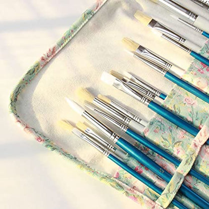 Funny live Paint Brush Holder Art Supplies, Artist Brush Holder & Storage Organizer Roll-Up Case Bag, Protect Acrylic Oil Watercolor Paintbrushes (Pink Rose 20 Slot Pockets) - color: Pink Rose 20 Slot Pockets