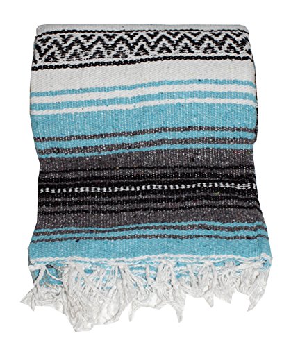Canyon Creek Authentic Mexican Yoga Falsa Blanket (Turquoise) - color: Turquoise