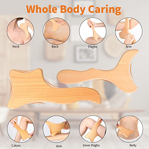 Chumia 10 Pieces Wood Massage Tools Wooden Maderoterapia Kit Therapy Tools Massage Roller Lymphatic Drainage Health Care for Neck Leg Back Arm Body Muscle Pain Relief