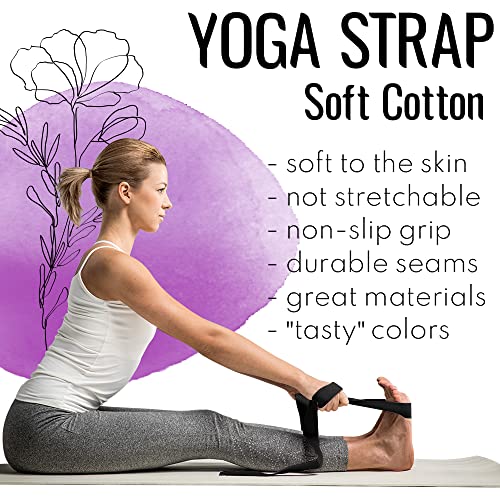 TECEUM 2 IN 1 Yoga & Mat Strap for Stretching – Cotton – 6/8/10 ft - color: Black, size: 8 ft