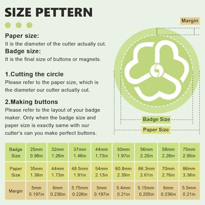 1" Button Paper Cutter Graphic Punch Die Cutter for 1inch Buttons, 1.377" Circle Cutter Punch for Scrap Paper Films Cardboard - size: for 25mm Buttons