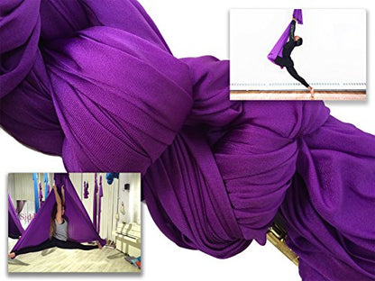 F.Life Aerial Silk Yoga Hammock & Swing for yoga Inversion,Strength training,스타터 하드웨어 키트 - color: 퍼플.