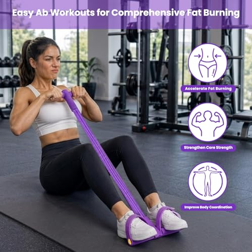 Pedal Resistance Bands with Handles, Elastic Bands for Exercise | Elastic Fitness Bands for Home Workout, Multifunction Exercise Equipment for Abdomen, Waist, Arms and Legs - color: Blue