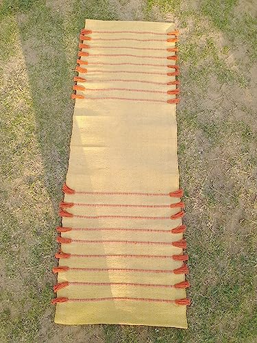 Jaipur art & Rugs Cotton Yoga Mat - Eco-Friendly Hand-Woven Rug - Non Slip & Thick (24”x72”x5mm) for Everyday Fitness at Home - Comfortable Extra-Long - color: Red Yellow