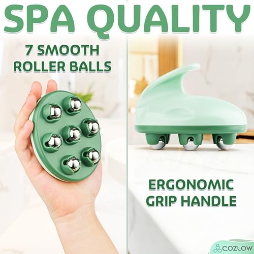 Handheld Lymphatic Drainage Massager - May Reduce Appearance of Cellulite | Cozlow manual massage tool w/ 7 rolling balls, helps support lymph system care, promotes healthy circulation & smoother skin - color: Lymphatic Massager