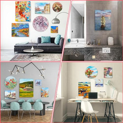 7 Pack Stretched Canvases for Painting, Multi Size 11x14, 9.44x12, 8x10, 5x7, 4x4, Round Canvas with 8x8, 10x10, Primed Blank Canvas for Oil, Acrylic Paint, Beginner, Artist - size: 7 Packs - 7 Sizes (1 of Each)