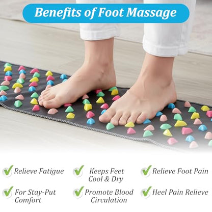 Kifmurase Foot Massage Mat, Acupressure Mats, Reflexology Walk Stone Road for Long Sitting Elderly Students Workers, Foot Massage Acupoint Mat for for Pain and Stress Relief (68.9 x 13.78 Inches)