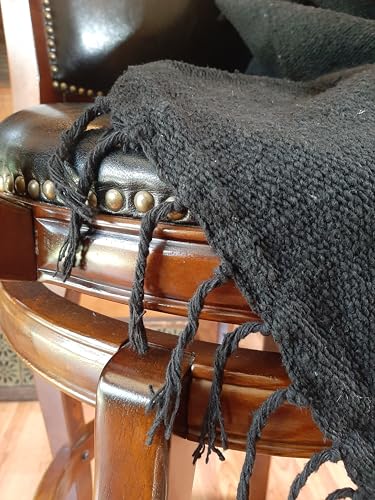 Open Road Goods Solid Color Mexican Yoga Blanket – Large Handwoven Throw for Yoga, Beach, Camping or Home – Soft and Durable Cotton Blend - color: Black