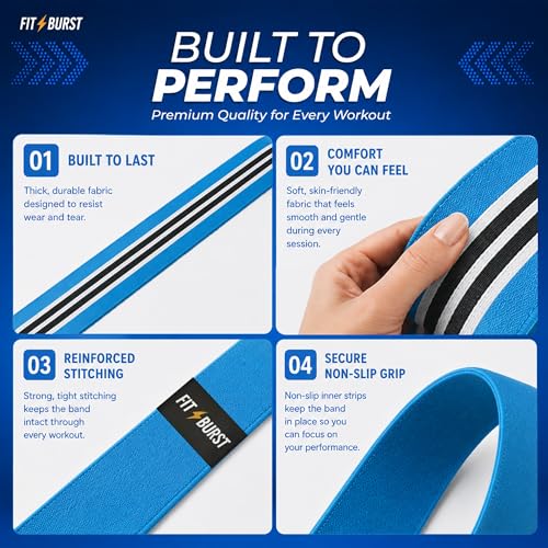 76-Inch Fabric Resistance Band for Full Body Workouts, Wide Non-Slip 120 LB - color: Blue