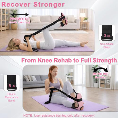 SPRING SEAON Knee Replacement Recovery Aids, Leg Stretcher Strap Kit - color: Pink