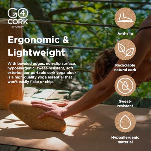 Go4Cork Cork Yoga Block Bundle | Slim, Large & Egg Shapes | Non-Slip, Eco-Friendly Yoga Blocks for Yoga, Pilates & Meditation