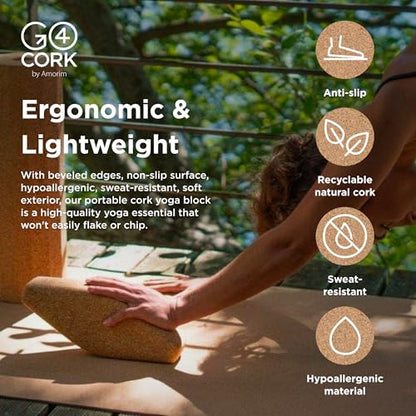 Go4Cork Cork Yoga Block Bundle | Slim, Large & Egg Shapes | Non-Slip, Eco-Friendly Yoga Blocks for Yoga, Pilates & Meditation