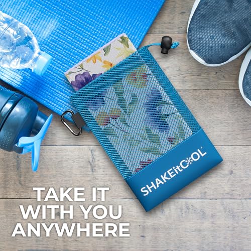 SHAKEitCOOL Extended Size Cooling Towel – Be Cool in Style - Heat Relief, Soft, Lightweight, Sun Protection, Easy Clean - Perfect for Biking, Hiking, Running, Yoga, Golf, Gardening - Summer Flower M - color: Summer Flower