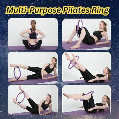 Pilates Kit for Home Workouts, 13-Pcs Pilates Essentials Kit with Ring and Ball Set, Resistance Bands, Home Pilates Equipment for Women, Starter Workout Kit for Beginners