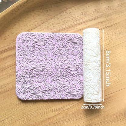 Polymer Clay Texture Roller Work with Polymer Clay Cutters for DIY Earrings Jewelry Making Craft Supplies (French Flower Pattern) - color: French Flower