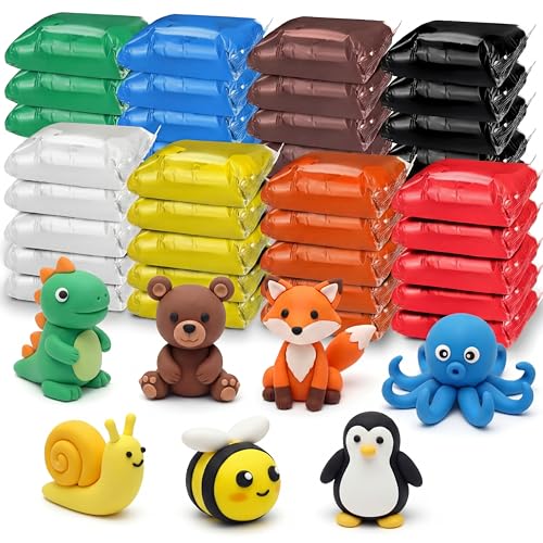 VioraWhite 40 Pcs 21 oz Air Dry Clay Bulk Modeling Clay,Classic Colors | Ultra Lightweight Foam Modeling Clay for Kids Adults, DIY Crafts Party Arts, School Project Gifts Supplies - color: Classic Colors