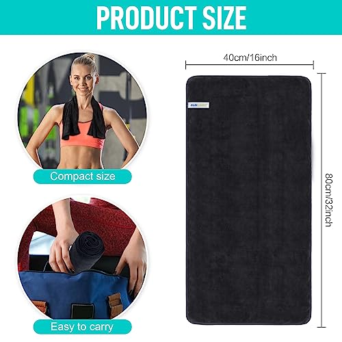 SINLAND Microfiber Gym Towels, Workout Sweat Towel 16x32In - color: Blackx3