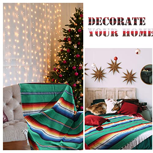 Tudomro 4 PCS Large Authentic Mexican Blankets Colorful Mexican Striped Throw Blankets Serape Fiesta Beach Fringe Yoga for Home Office Camping Picnic (Classic) - color: Classic