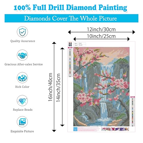 Ausanrl Plum Blossom Diamond Art Painting-Diamond Painting for Adults,5D Diamond Painting Flowers,DIY Full Drill Diamond Painting Flower Gem Painting and Crafts 12x16inch - color: Plum Blossom, size: 12x16inch(Round diamond painting)